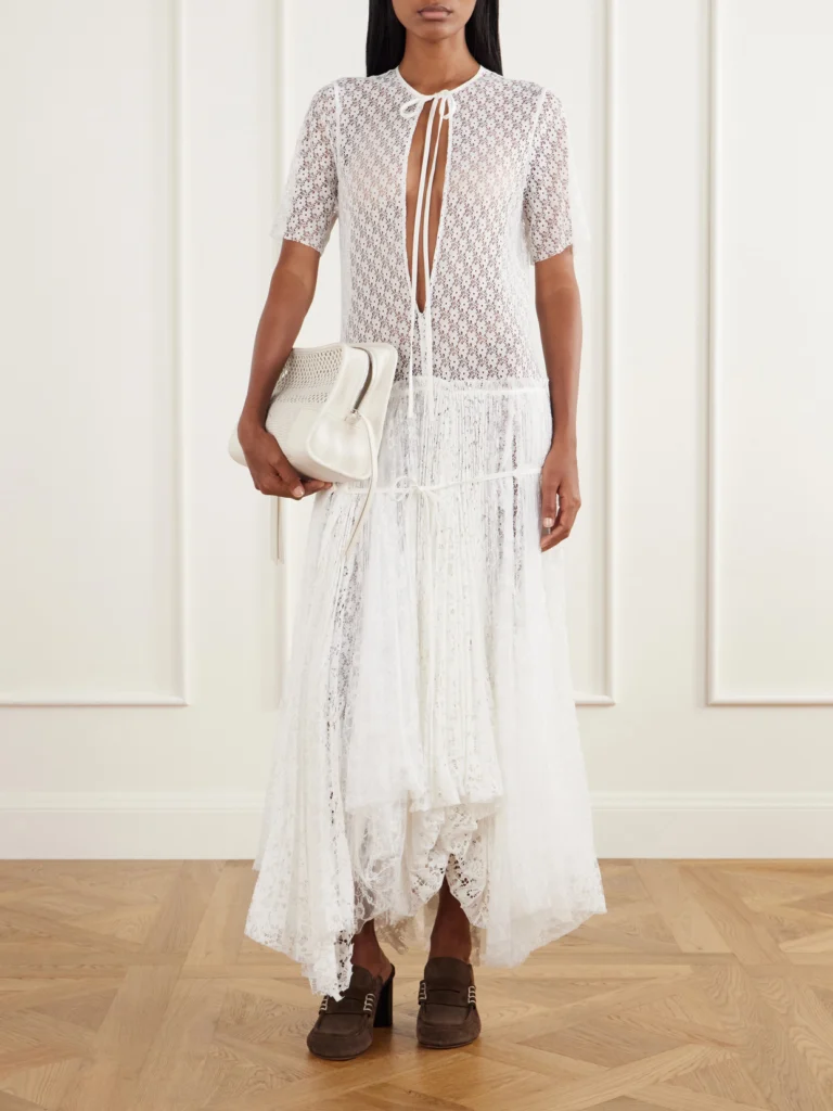JW Anderson Layered Gathered Lace Maxi Dress