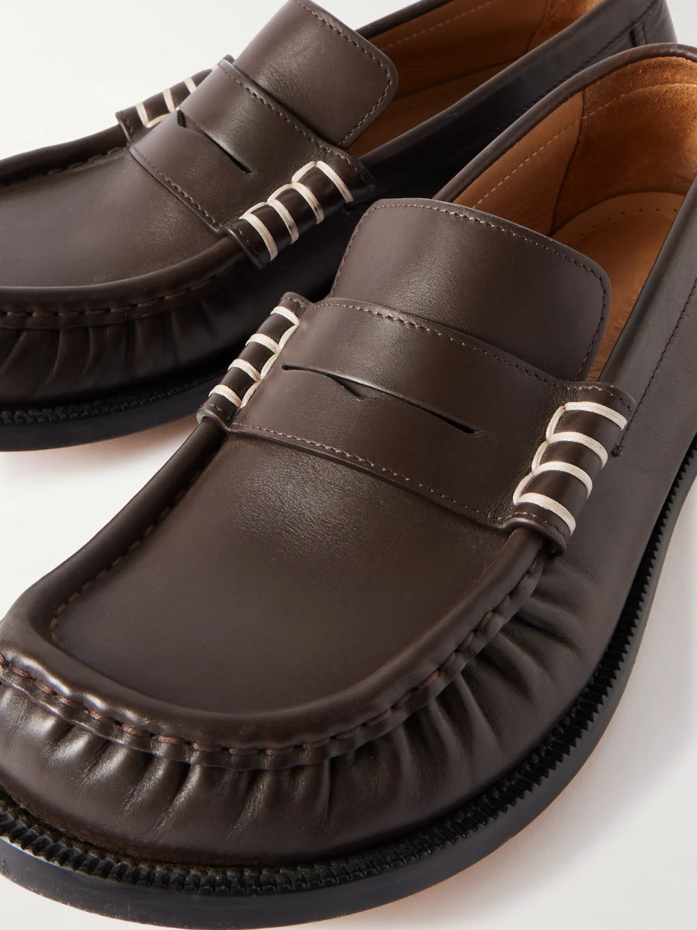 Close-up detail of the JW Anderson Leather Loafers