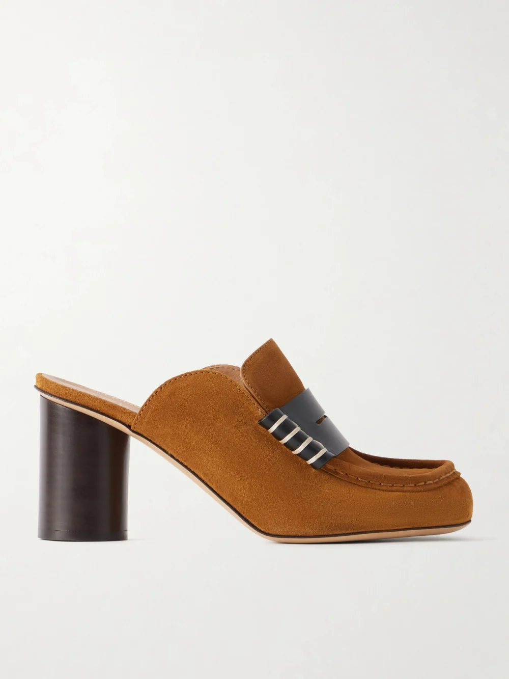 JW Anderson Leather-trimmed Suede Mules in brown