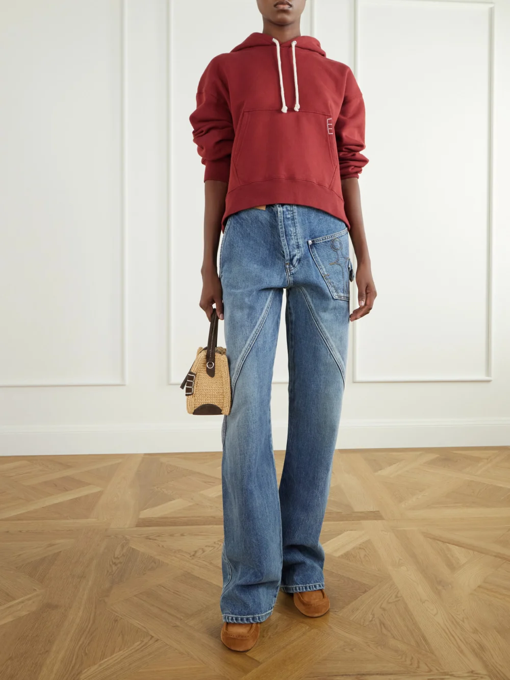 JW Anderson Leather-trimmed Suede Mules, styled view