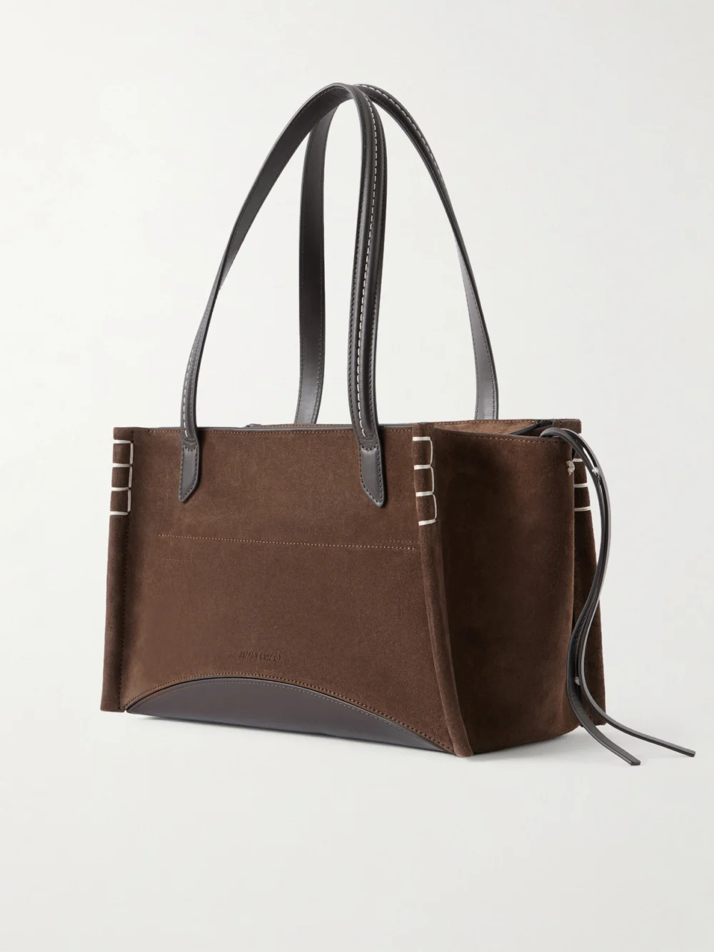 Back view of the JW Anderson Loafer Cabas Leather-trimmed Suede Tote