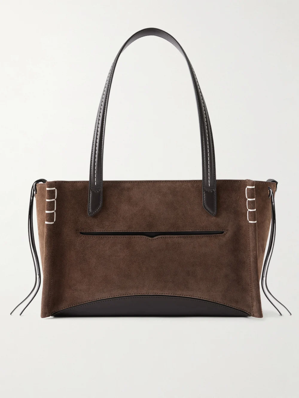JW Anderson Loafer Cabas Leather-trimmed Suede Tote in chocolate