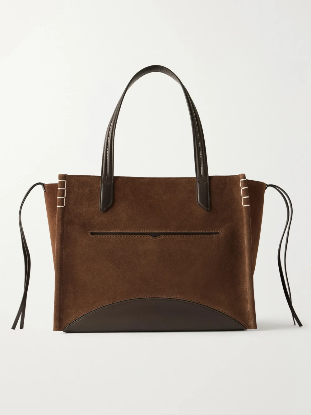 JW Anderson Loafer Cabas Leather-trimmed Suede Tote in dark brown