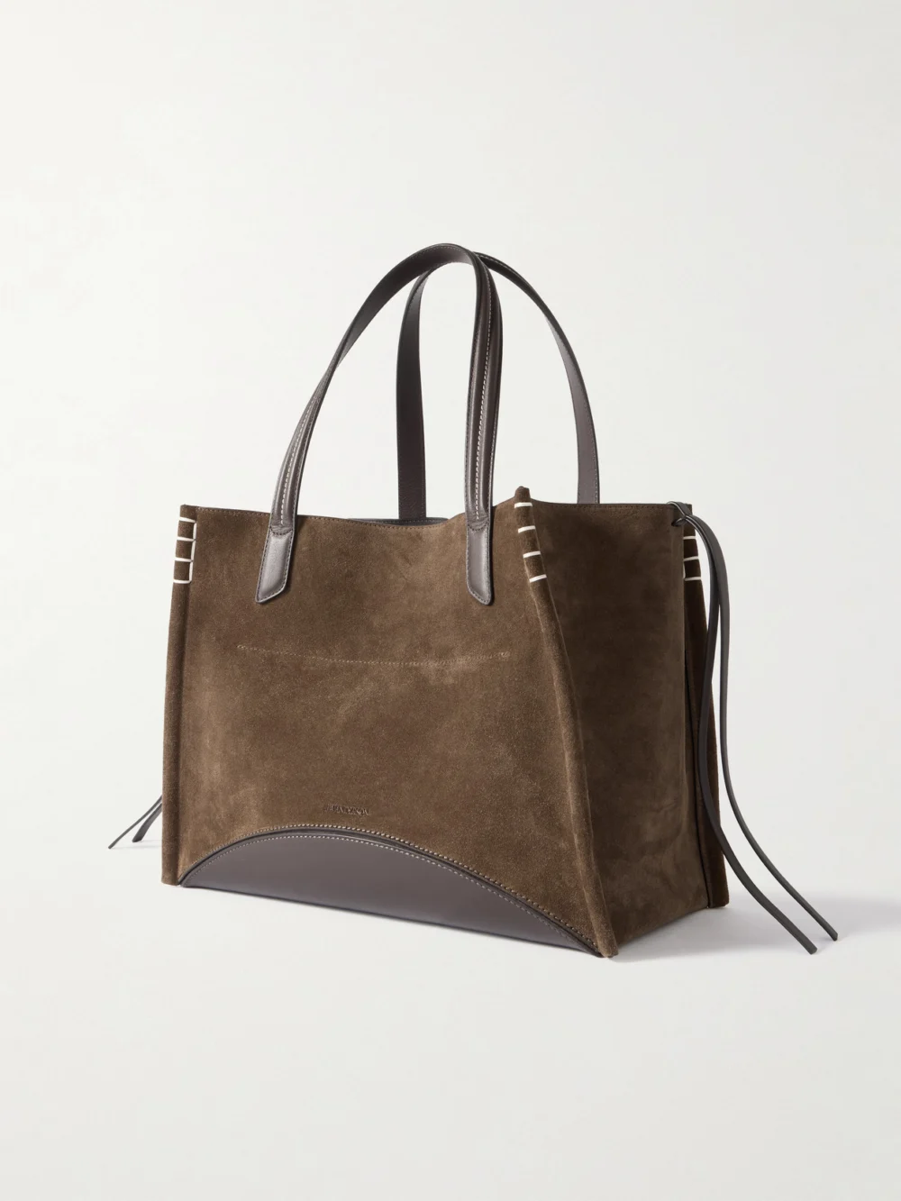 Back view of the JW Anderson Loafer Cabas Tasseled Leather-trimmed Suede Shoulder Bag