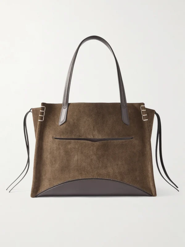 JW Anderson Loafer Cabas Tasseled Leather-trimmed Suede Shoulder Bag