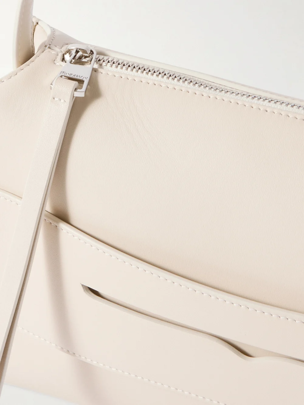 Close-up detail of the JW Anderson Loafer Embroidered Leather Shoulder Bag