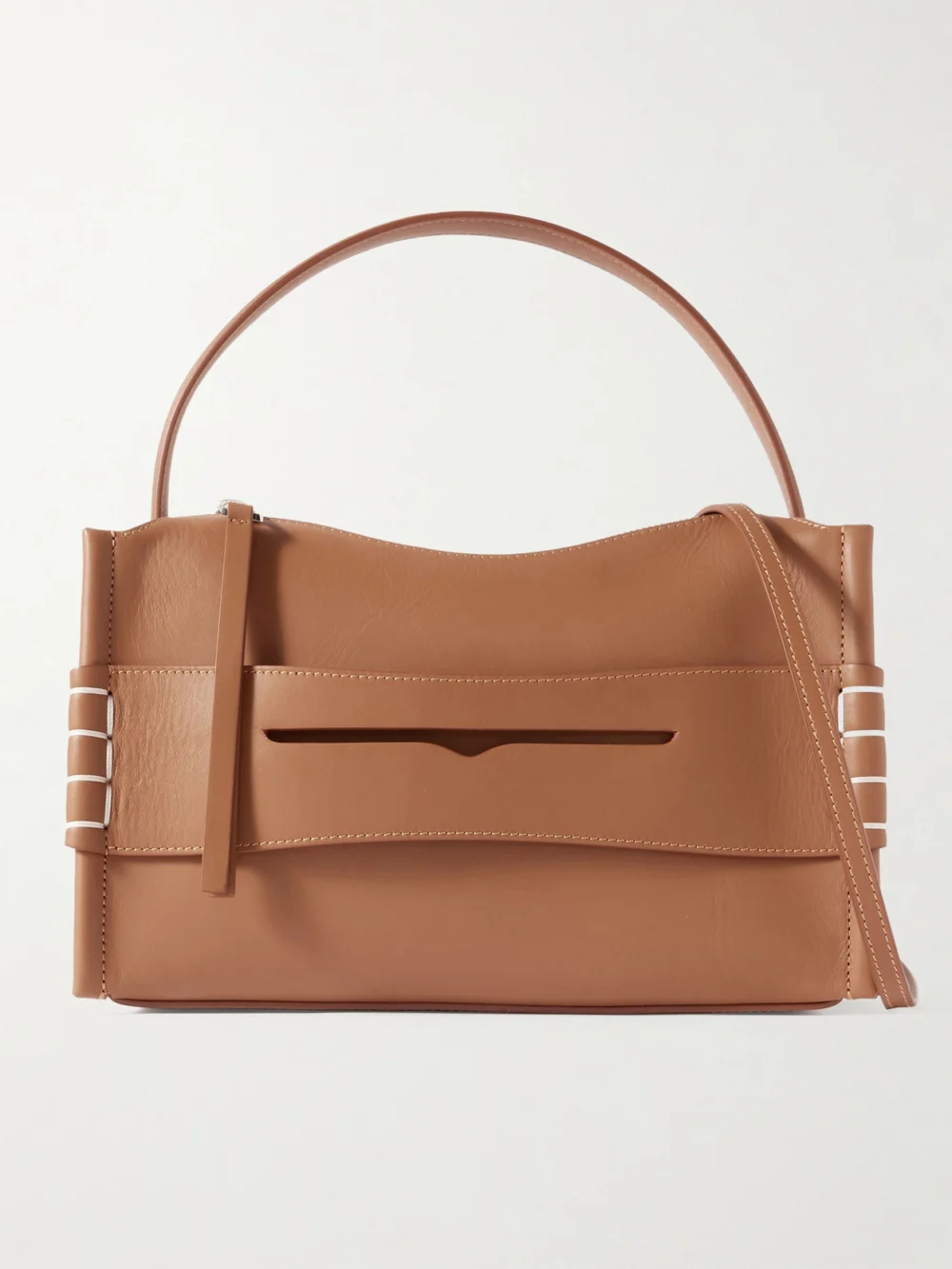 JW Anderson Loafer Embroidered Leather Shoulder Bag in tan