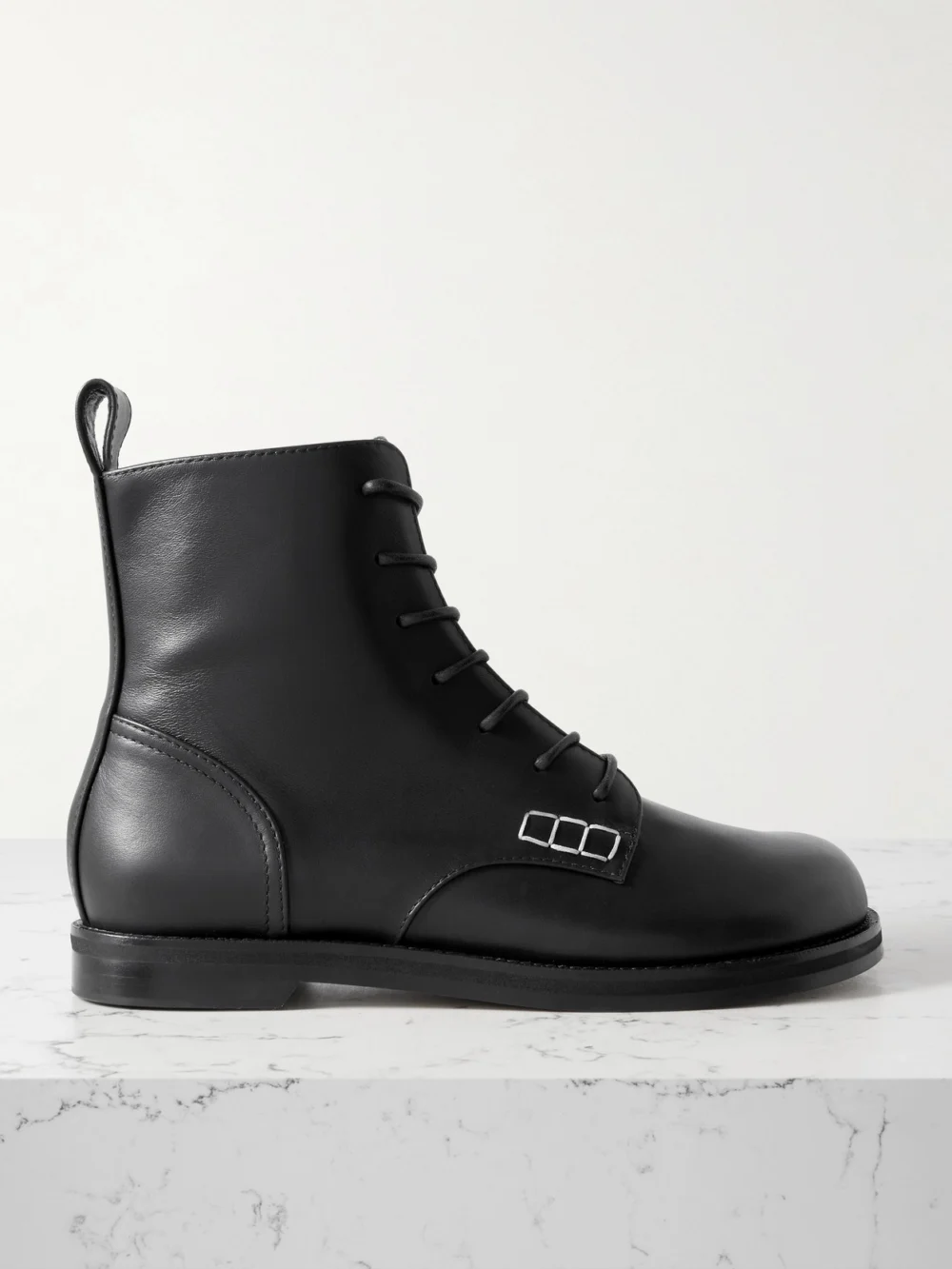 JW Anderson Loafer Leather Ankle Boots in black