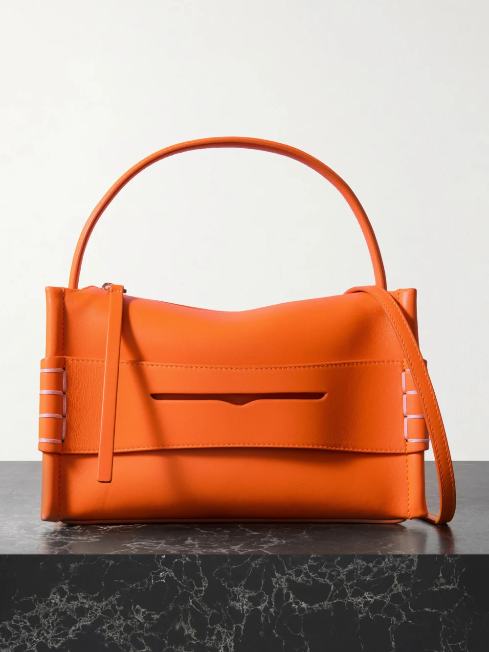 JW Anderson Loafer Small Leather Shoulder Bag in bright orange