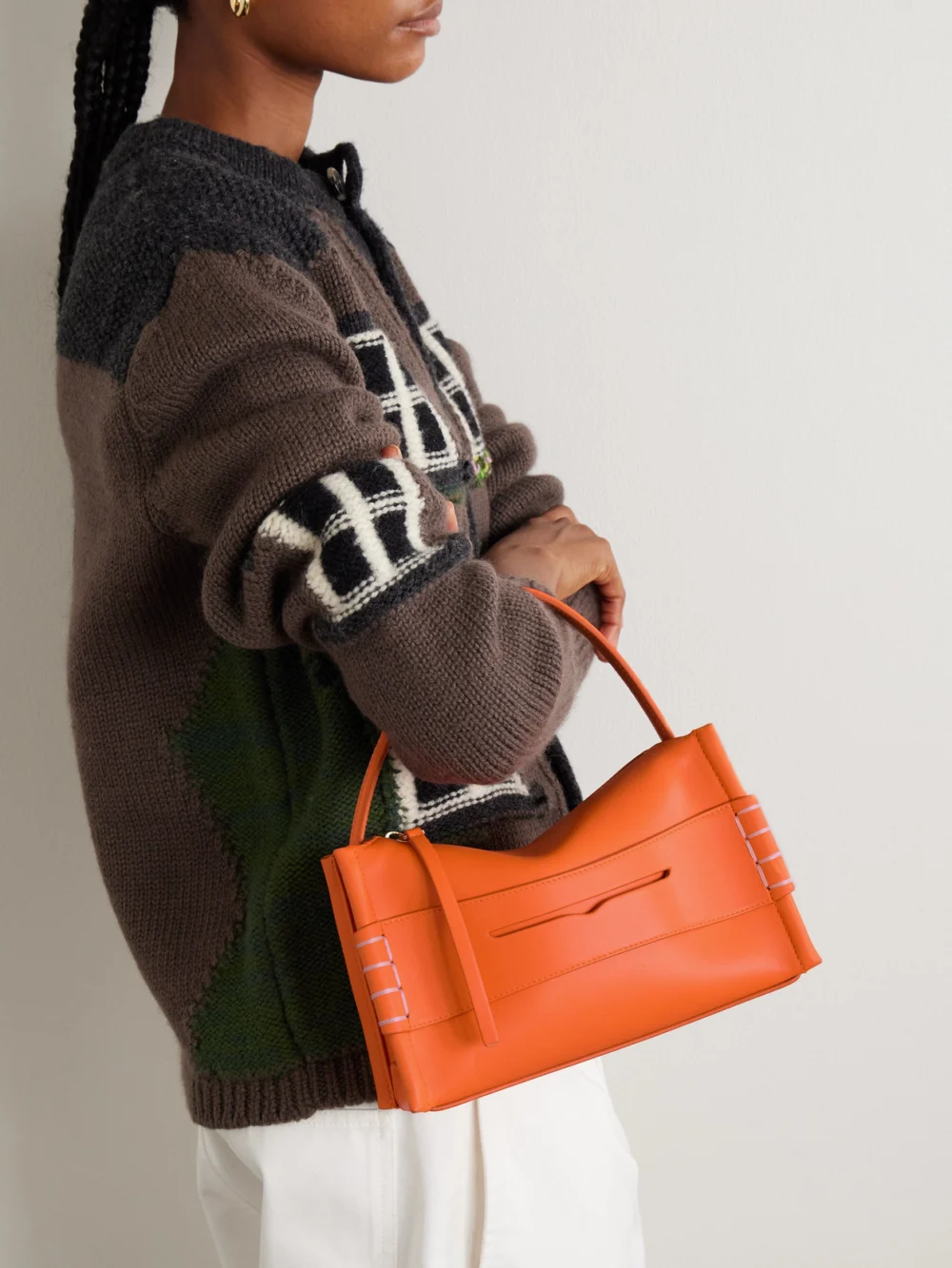 JW Anderson Loafer Small Leather Shoulder Bag, styled view