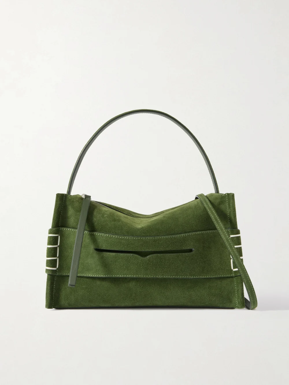 JW Anderson Loafer Small Suede Shoulder Bag in green