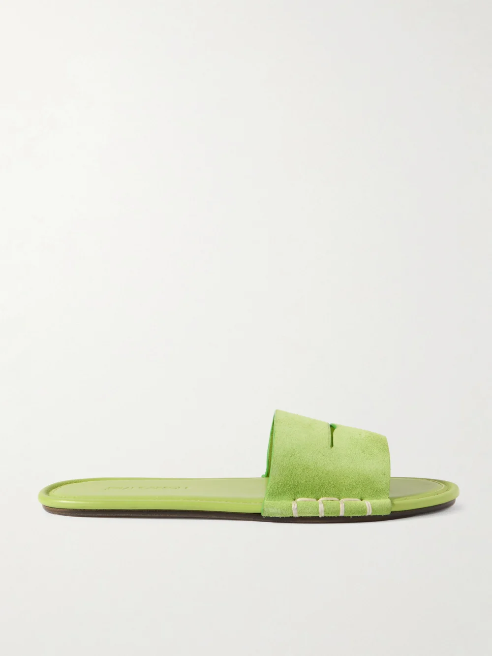 JW Anderson Loafer Whipstitched Suede Slides in lime green