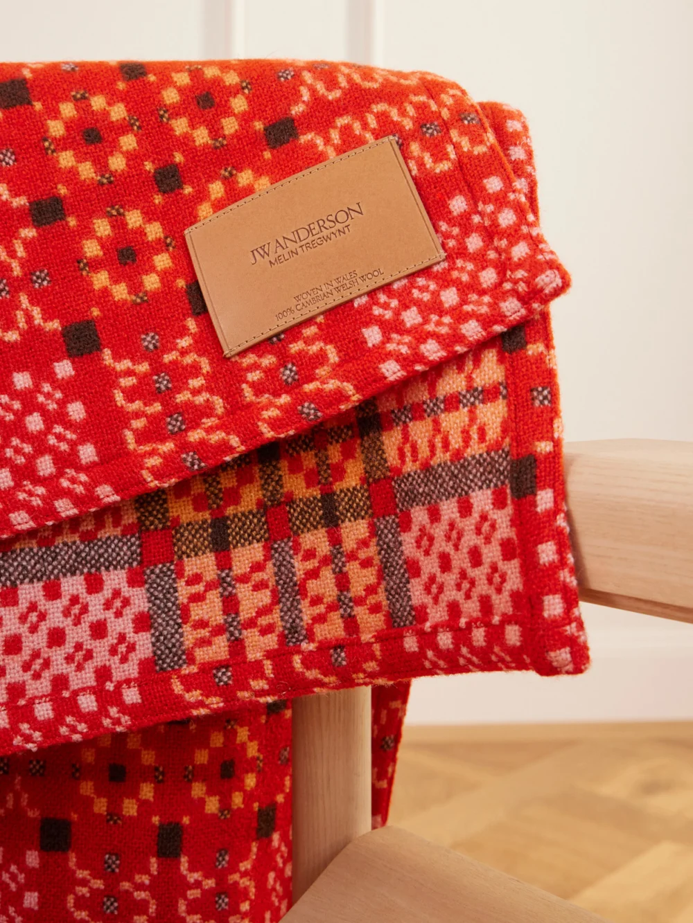 Close-up detail of the JW Anderson + Melin Tregwynt Wool Jacquard Blanket