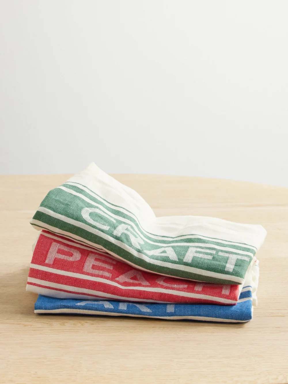 JW Anderson Neilly Set of Three Striped Linen Napkins in off-white