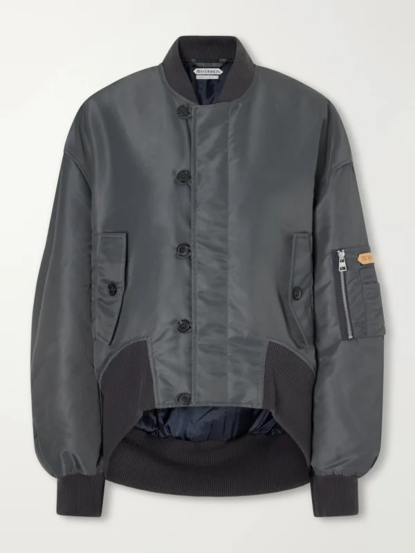JW Anderson Oversized Tipped Hem Rib-trimmed Satin Bomber Jacket