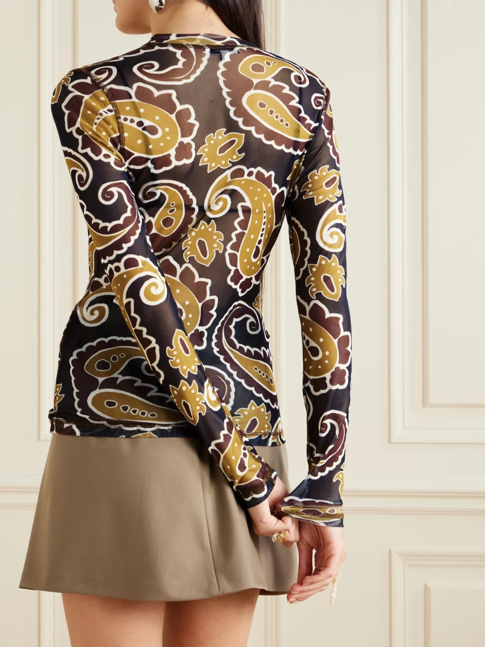 Back view of the JW Anderson Paisley-print Stretch Recycled-mesh Top