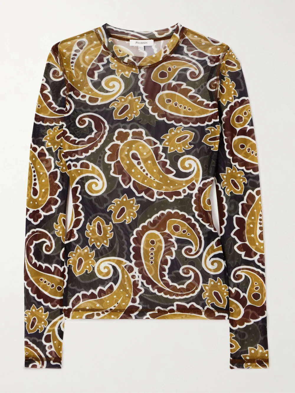 JW Anderson Paisley-print Stretch Recycled-mesh Top in brown