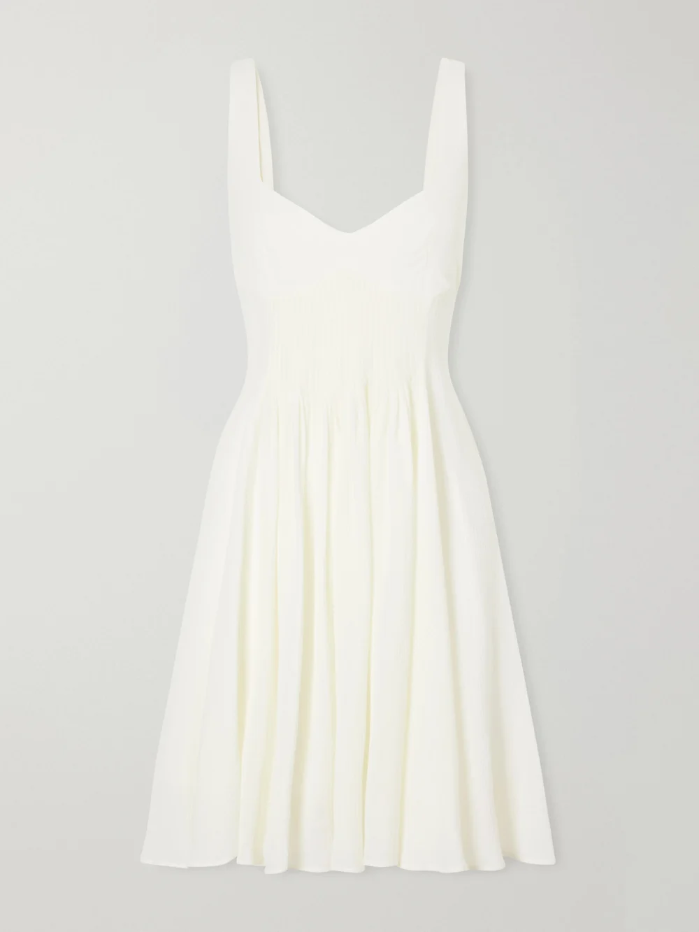JW Anderson Pleated Gathered Crepon Mini Dress in ivory