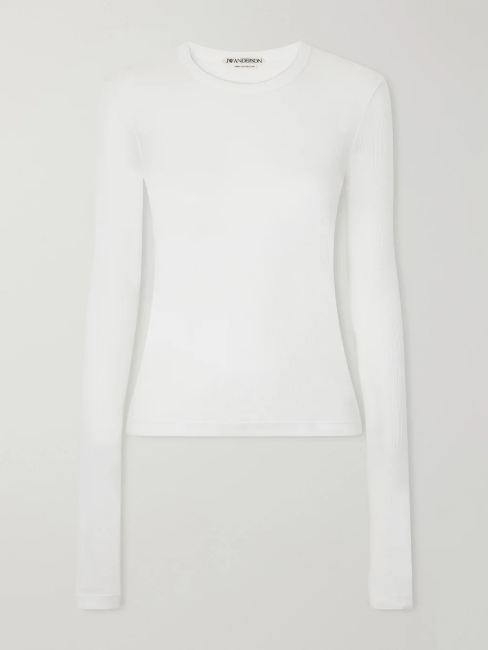 JW Anderson Ribbed Modal-jersey T-shirt in off-white