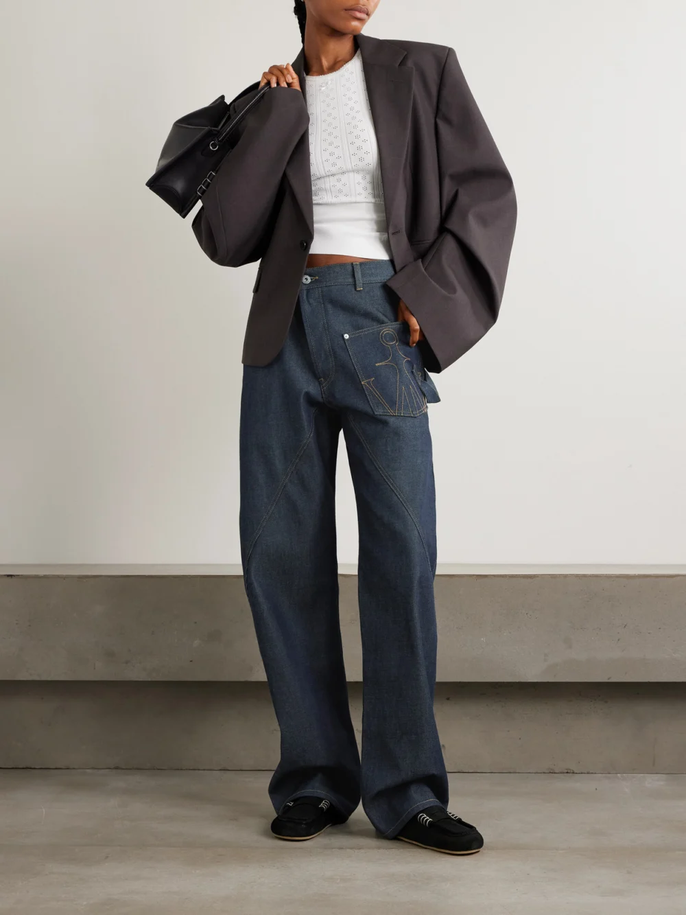 JW Anderson Ribbed Modal-jersey T-shirt, worn by a model
