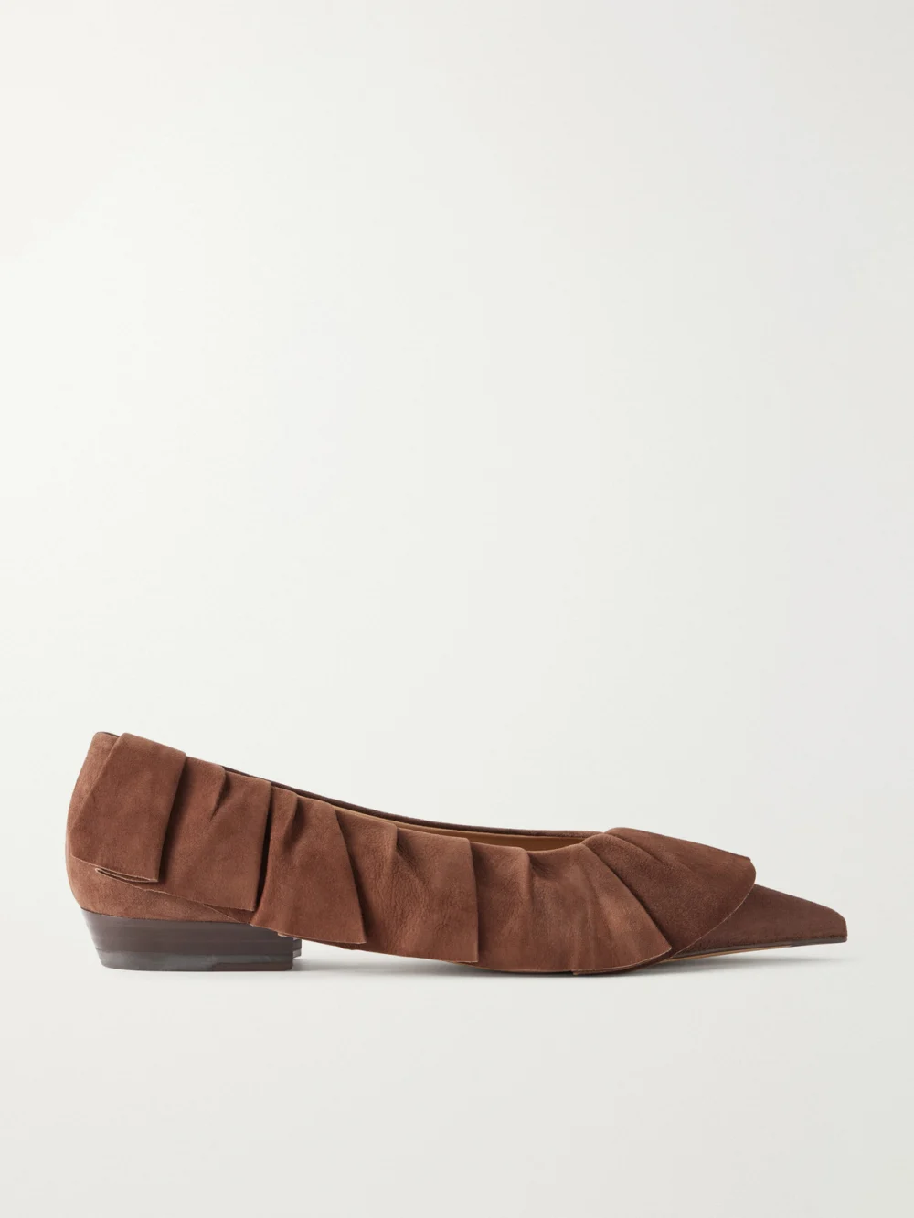 JW Anderson Ruffled Nubuck-trimmed Suede Ballet Flats in brown