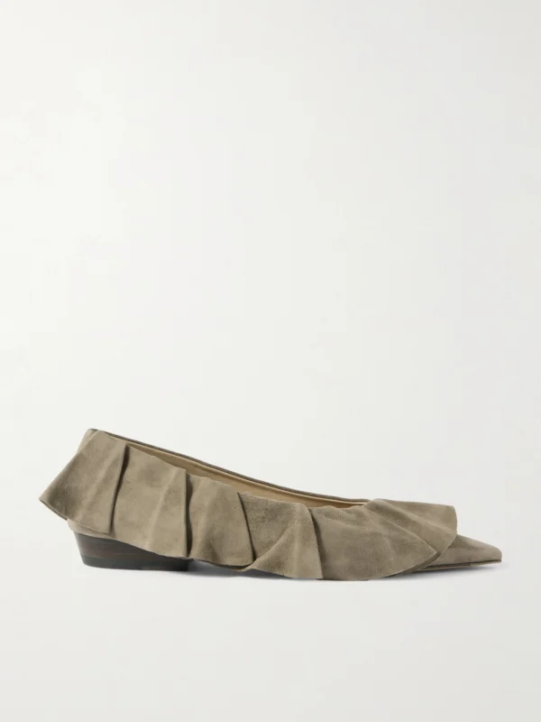 JW Anderson Ruffled Suede Ballet Flats