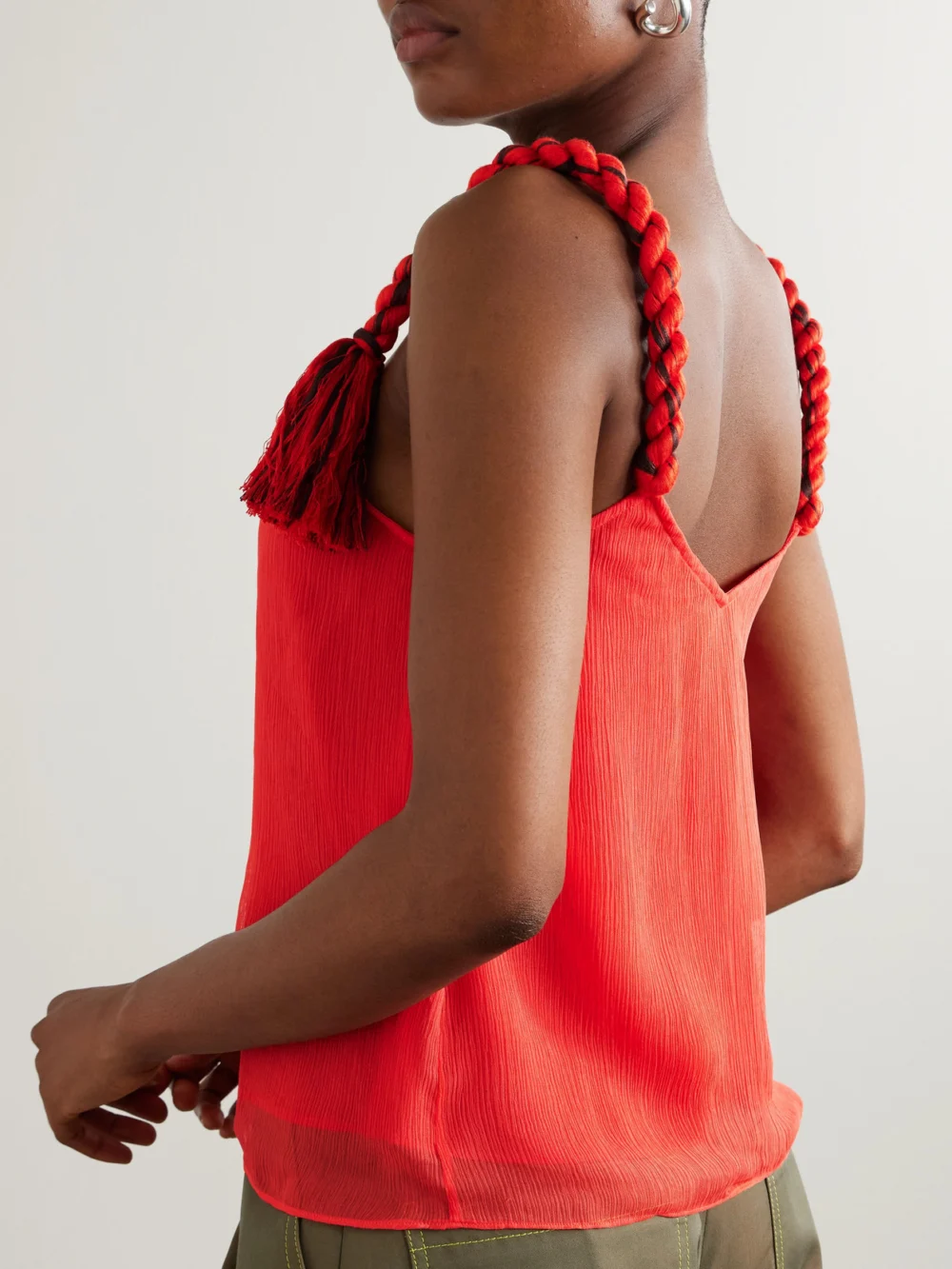 Back view of the JW Anderson Tasseled Crepon Camisole