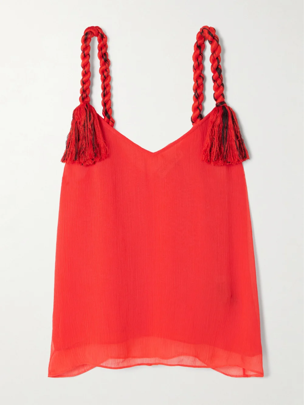 JW Anderson Tasseled Crepon Camisole in red