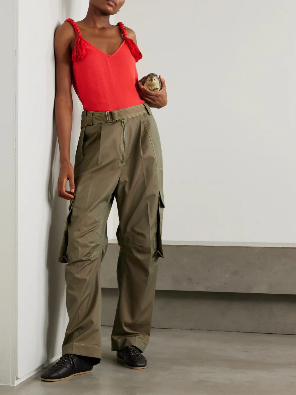 JW Anderson Tasseled Crepon Camisole, worn by a model