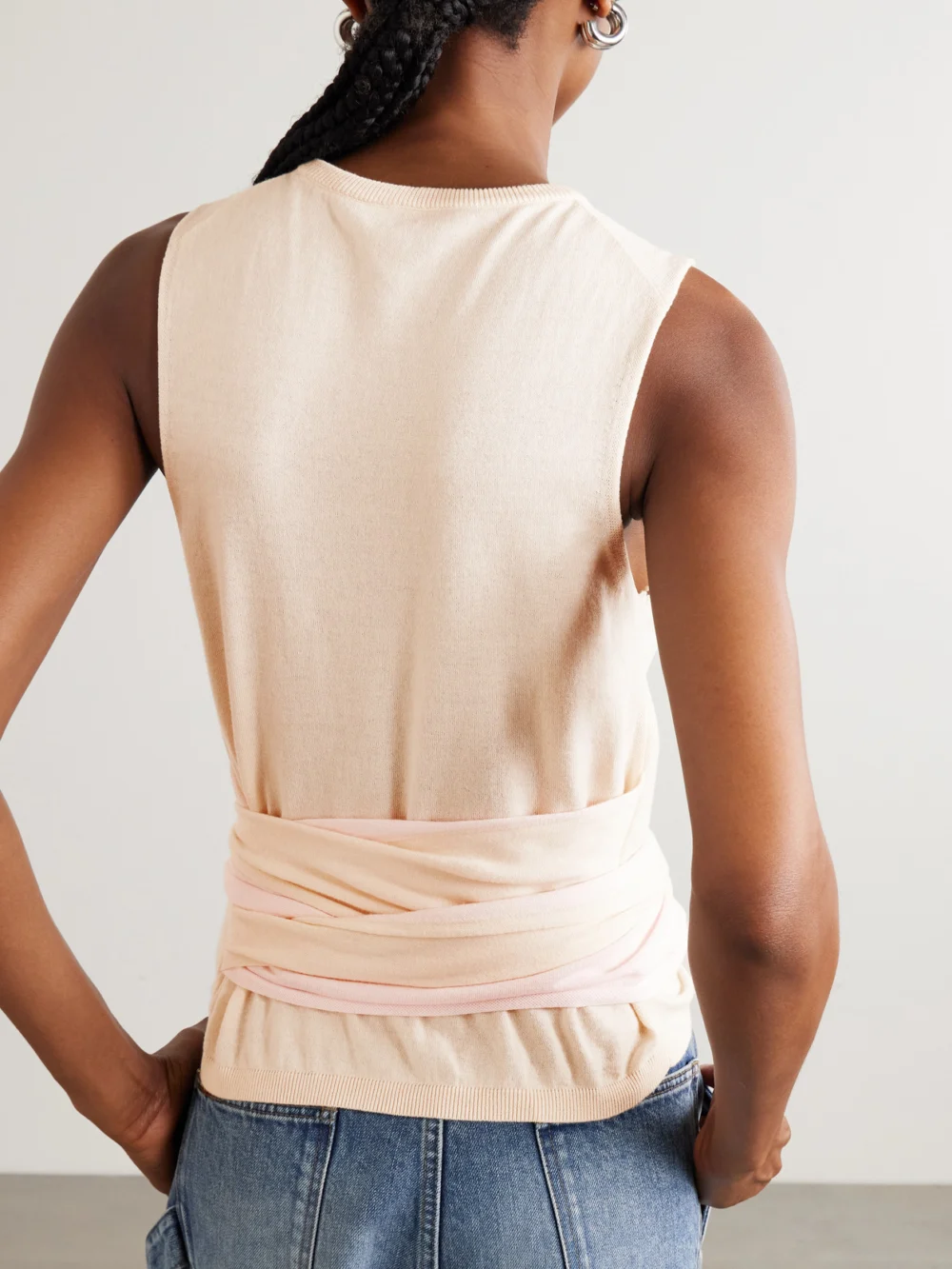 Back view of the JW Anderson Tie-detailed Cotton and Cashmere-blend Tank