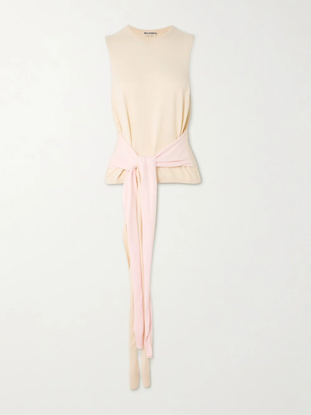 JW Anderson Tie-detailed Cotton and Cashmere-blend Tank in ivory