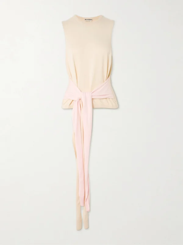 JW Anderson Tie-detailed Cotton and Cashmere-blend Tank