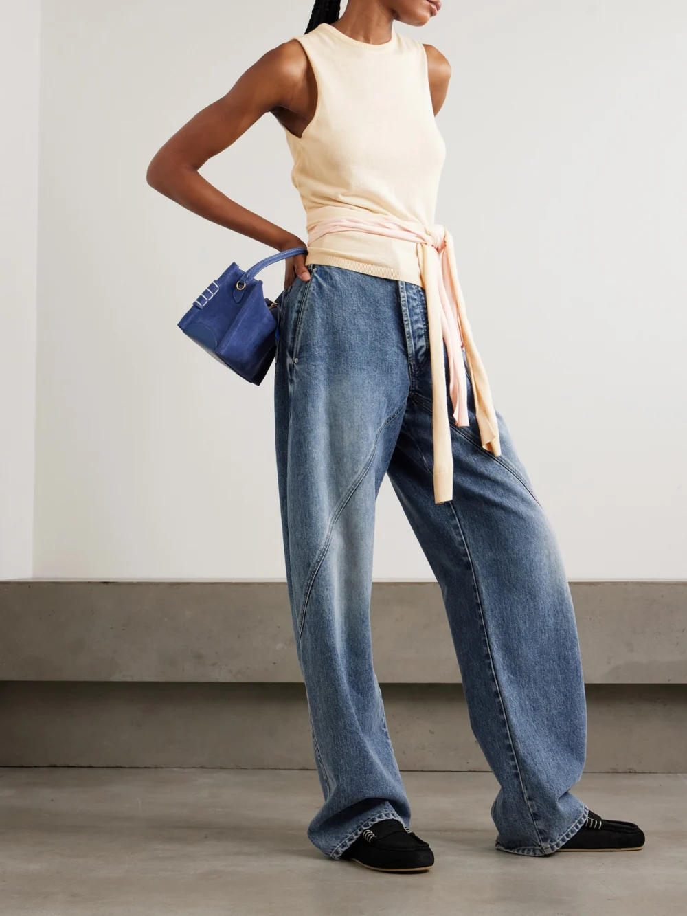 JW Anderson Tie-detailed Cotton and Cashmere-blend Tank, worn by a model