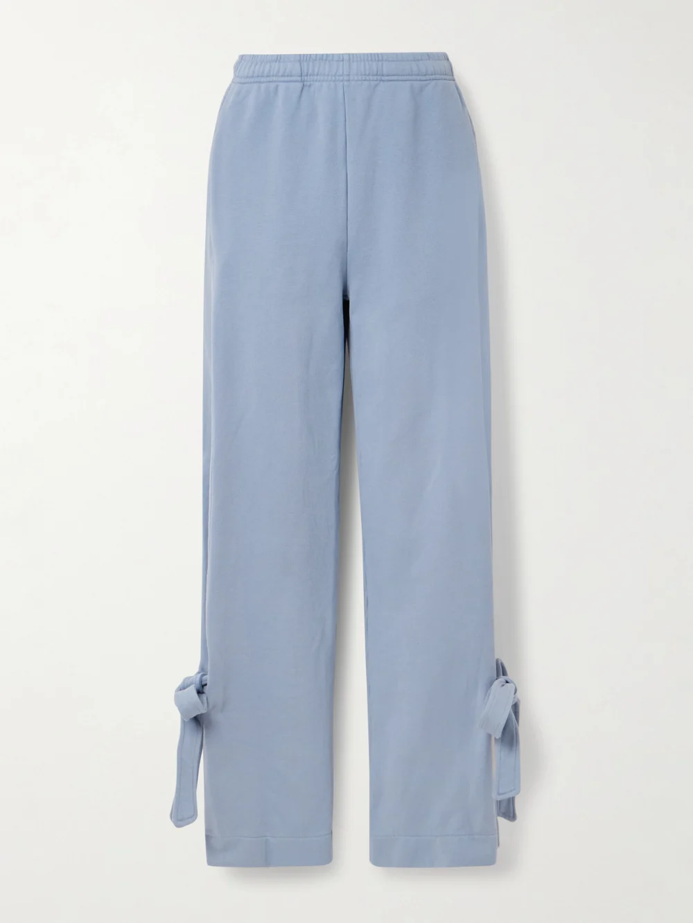 JW Anderson Tie-detailed Cotton-jersey Straight-leg Sweatpants in light blue