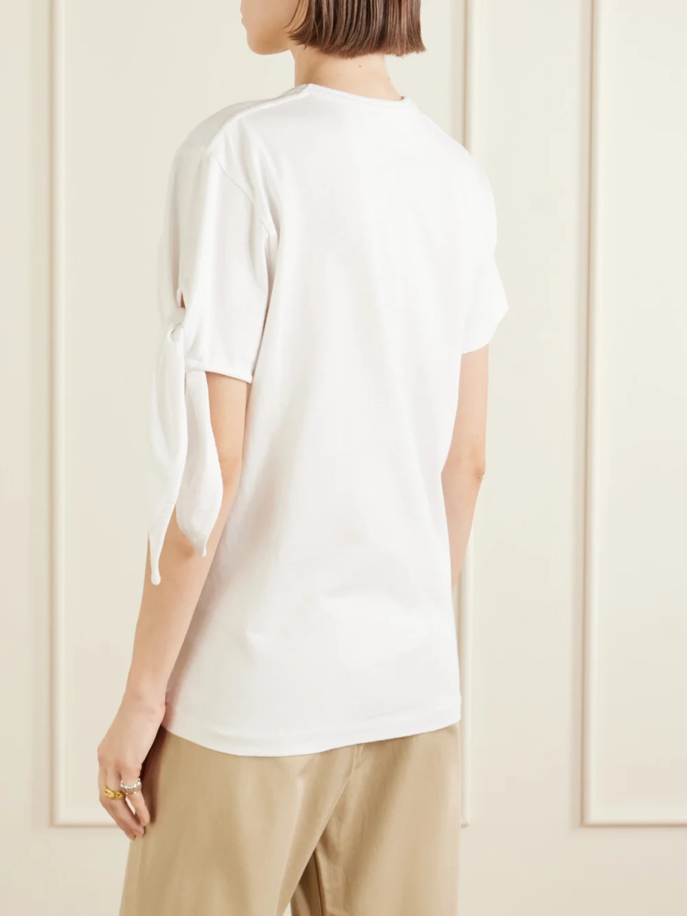 Back view of the JW Anderson Tie-detailed Cotton T-shirt