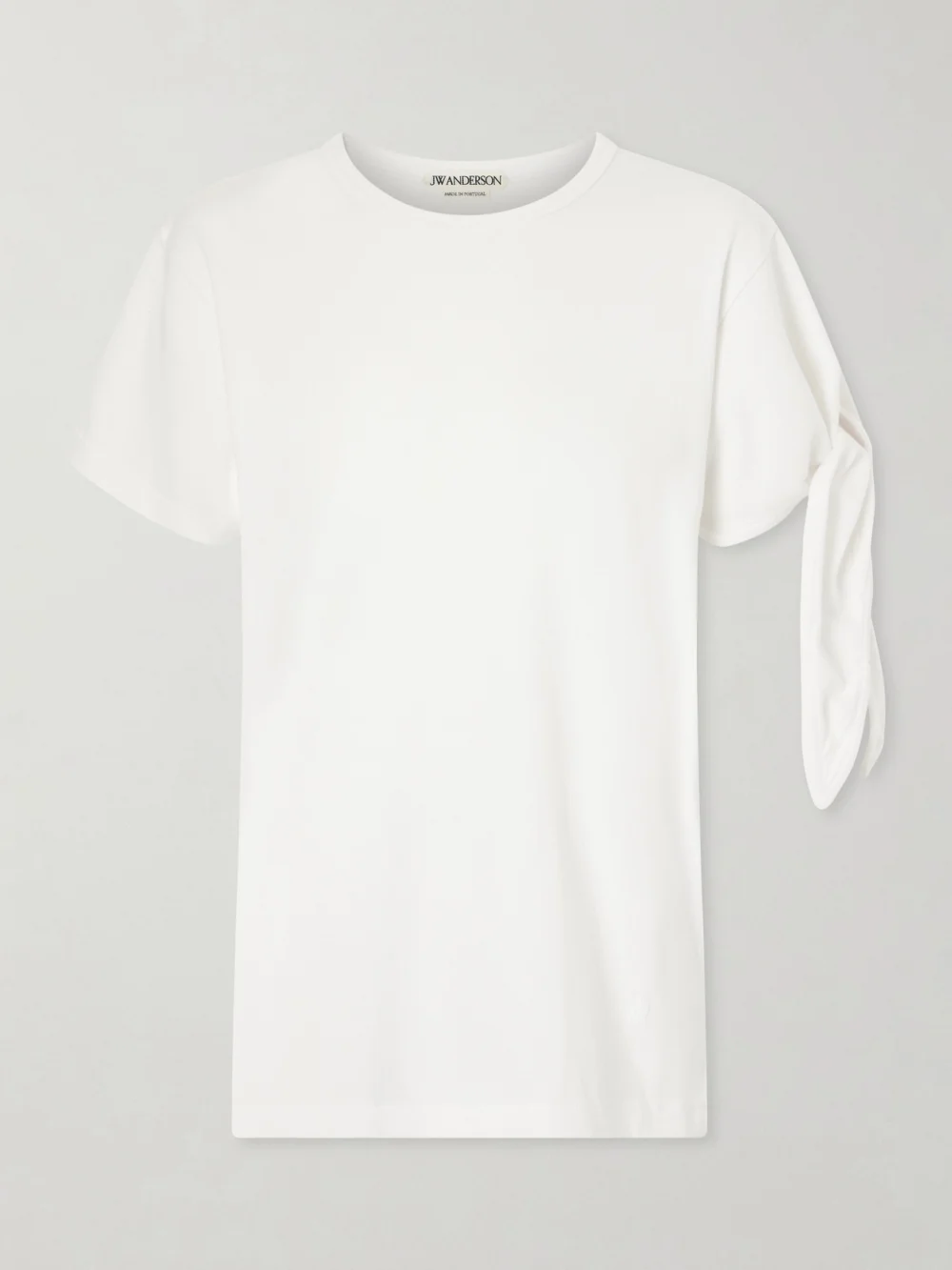 JW Anderson Tie-detailed Cotton T-shirt in white