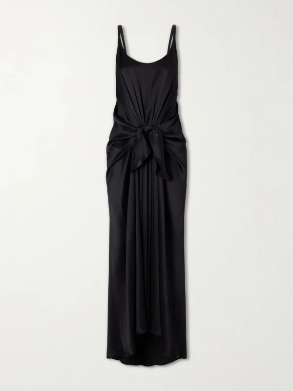 JW Anderson Tie-detailed Crinkled-silk Maxi Dress
