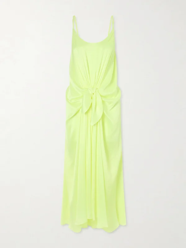 JW Anderson Tie-detailed Crinkled-silk Maxi Dress