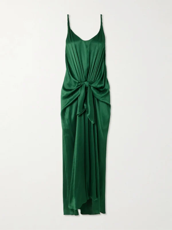 JW Anderson Tie-detailed Crinkled-silk Maxi Dress