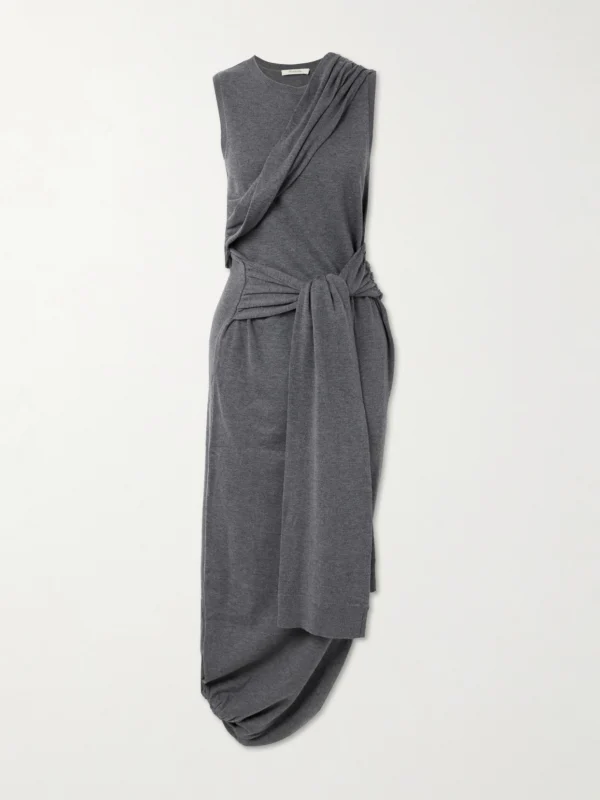JW Anderson Tie-detailed Wrap-effect Knitted Maxi Dress