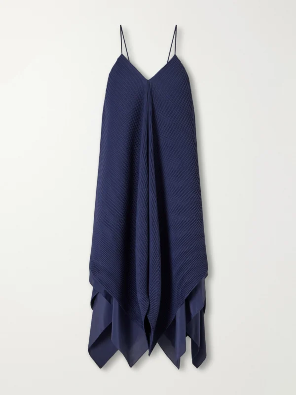 JW Anderson Tiered Asymmetric Pleated Crepe De Chine Mini Dress