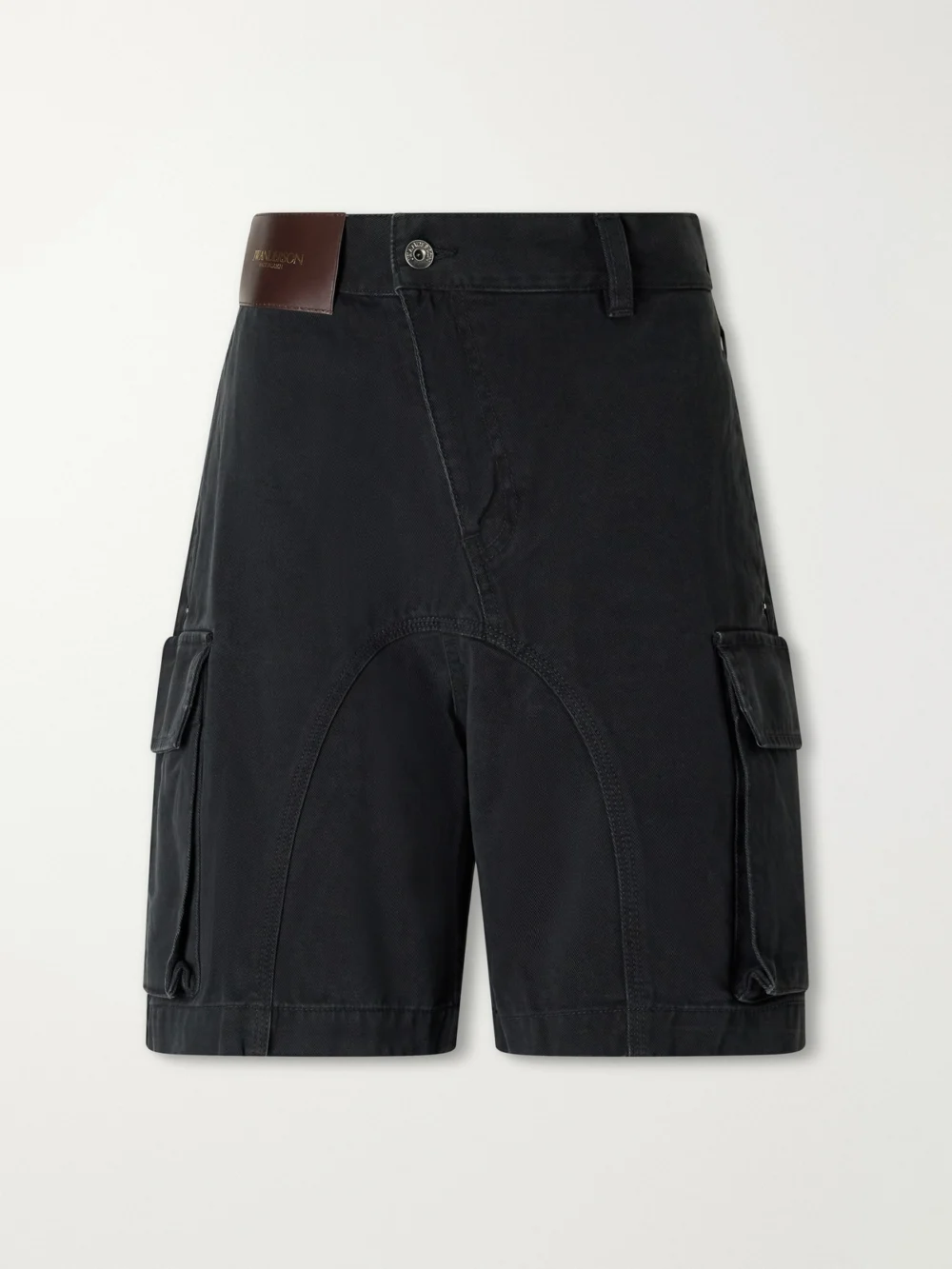 JW Anderson Twisted Patch Pocket Cotton-twill Shorts in black
