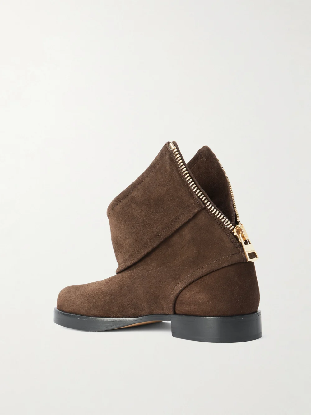Back view of the JW Anderson Zip-detailed Suede Ankle Boots