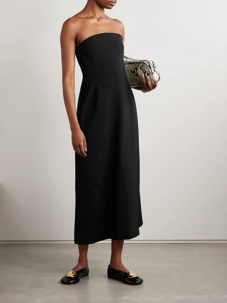 Kallmeyer Blaise Strapless Crepe Midi Dress