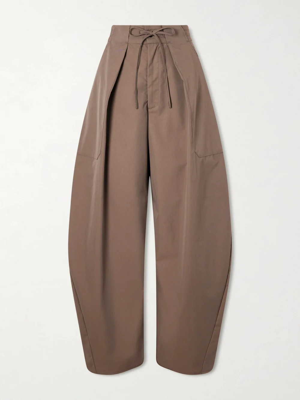 Kallmeyer Clemence Pleated Cotton-blend Twill Barrel-leg Pants in taupe