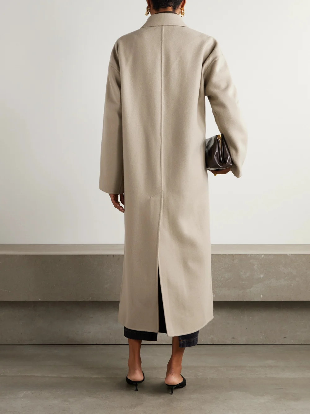 Back view of the Kallmeyer Constance Herringbone Wool-blend Coat