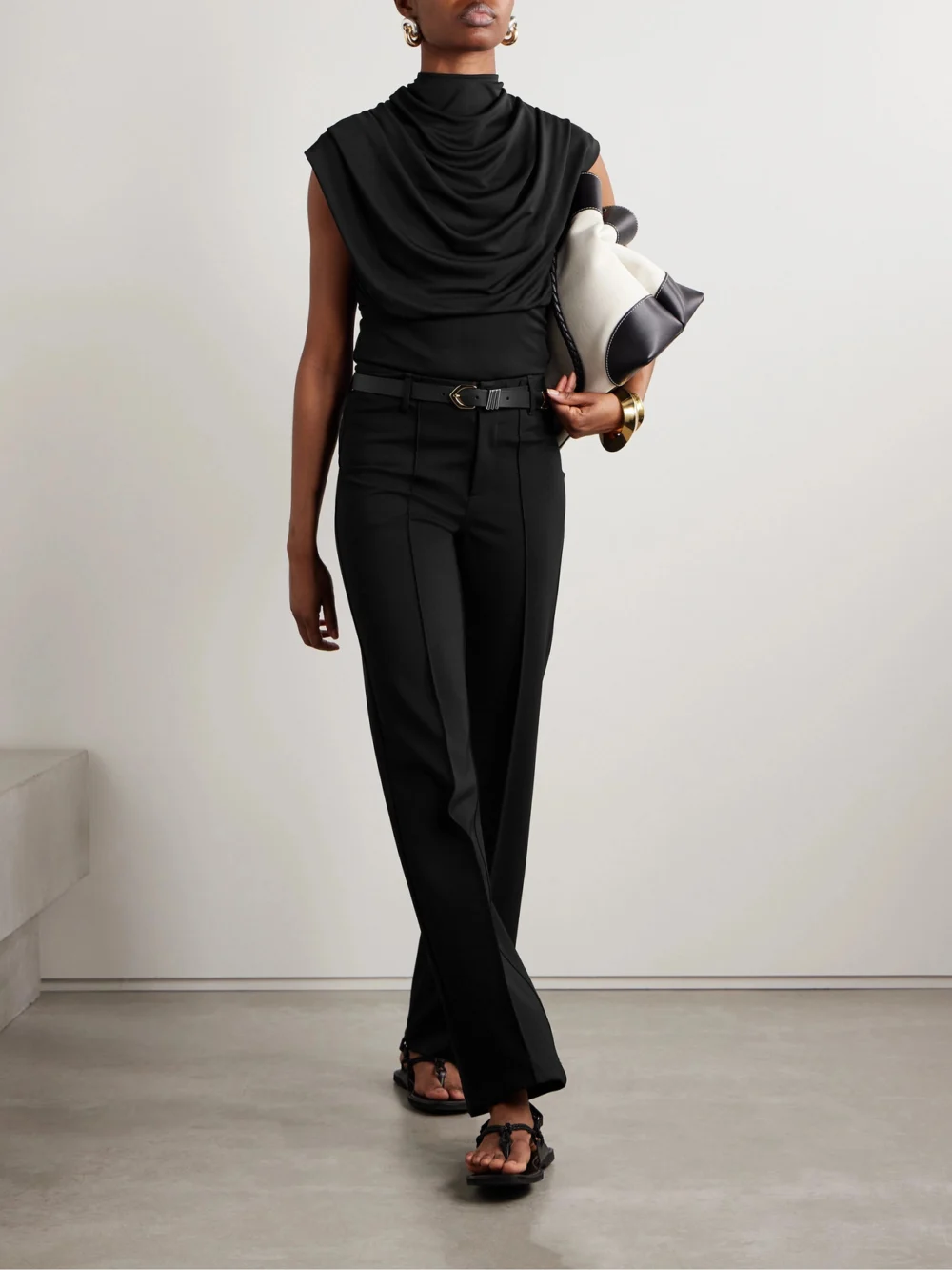 Kallmeyer Damian Striped Twill Straight-leg Pants, worn by a model