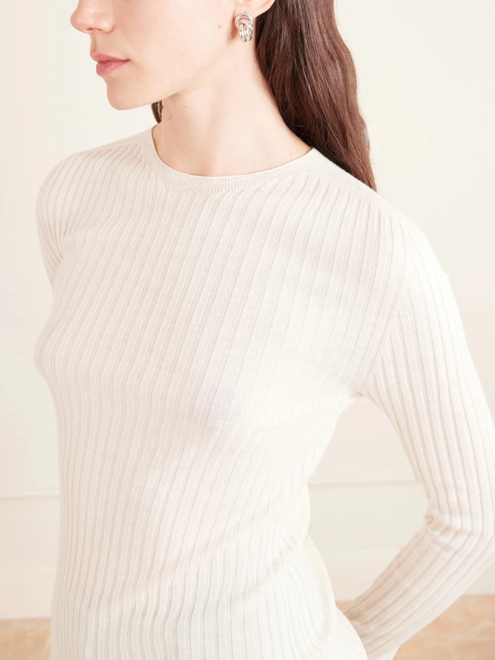 Close-up detail of the Kallmeyer Fabi Ribbed Merino Wool Top