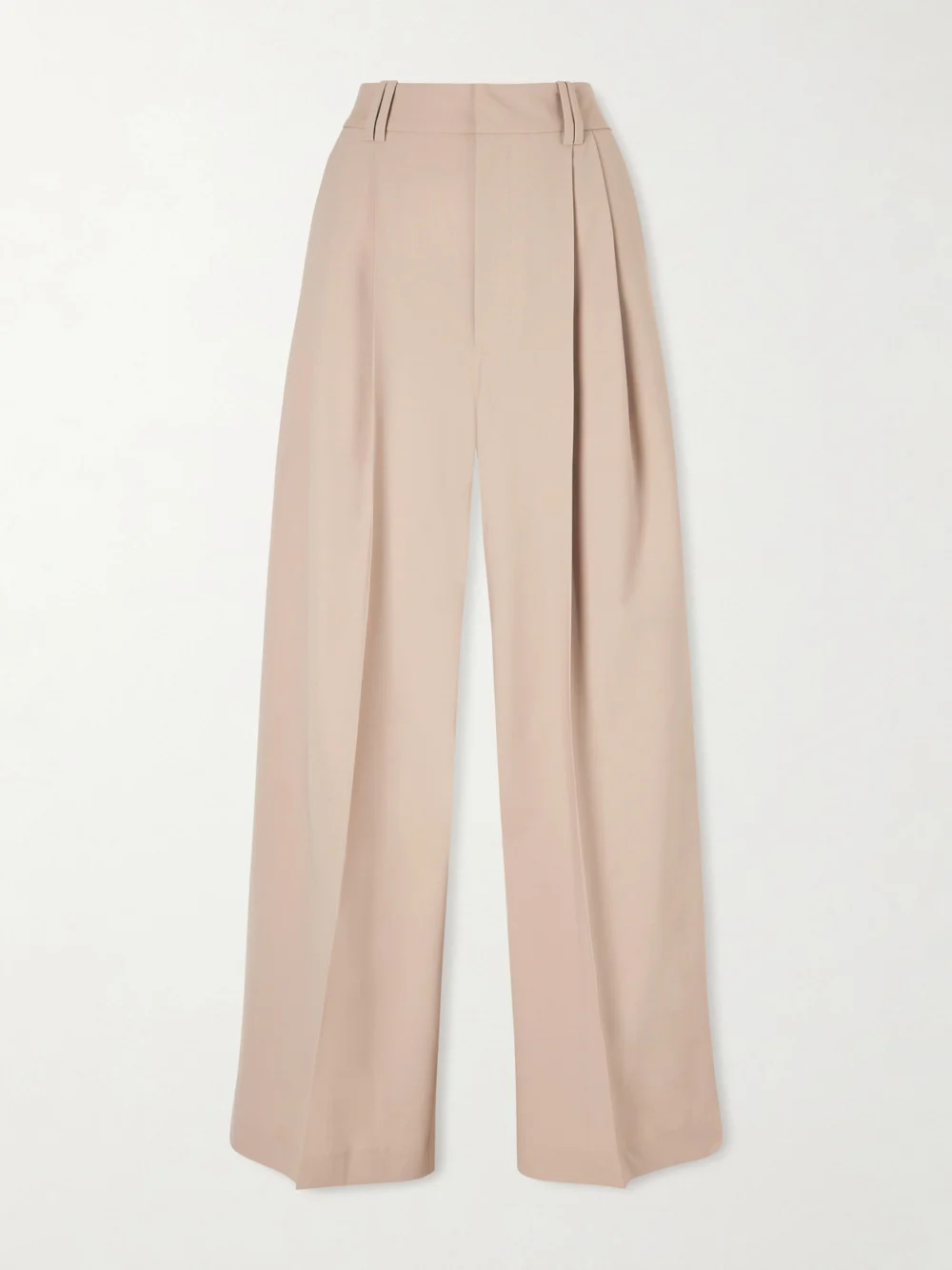 Kallmeyer Fatima Pleated Wool-blend Wide-leg Pants in beige