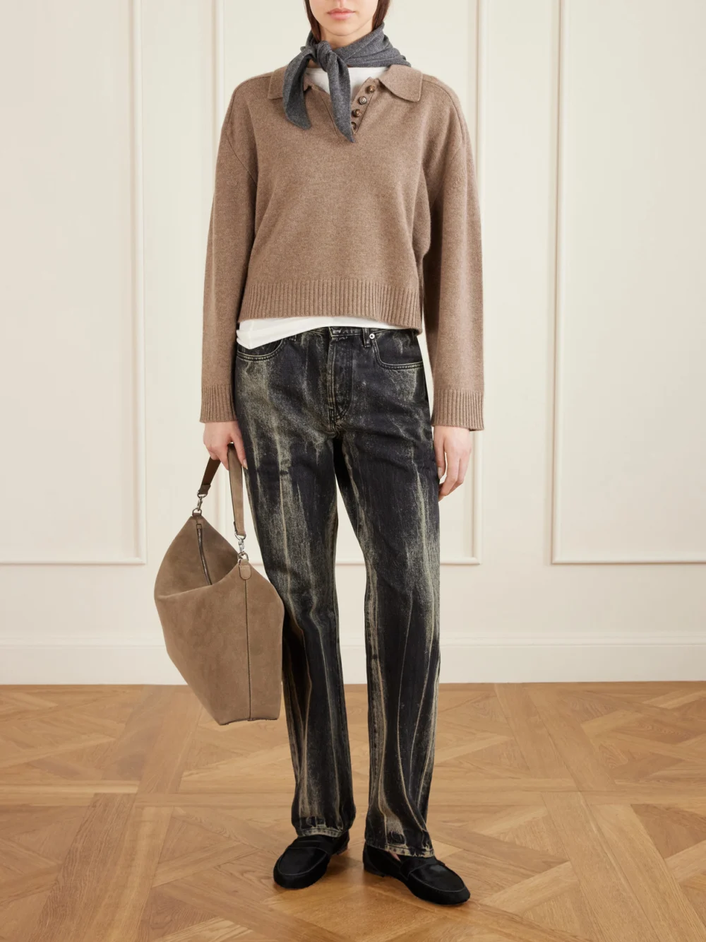 Kallmeyer Gabby Distressed High-rise Jeans, worn by a model